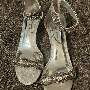 ANTONIO MELANI Silver Embellished Heels